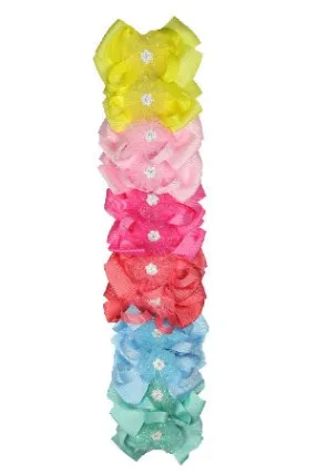 12 Large Cheer/Dance Clip On Ribbons - Pastel Assorted #7620