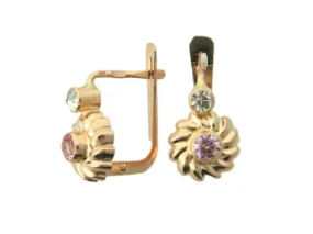 1203FQ - 19.2k Portuguese Gold Heart Shape Kids Earrings (Hinge Flap-Back)