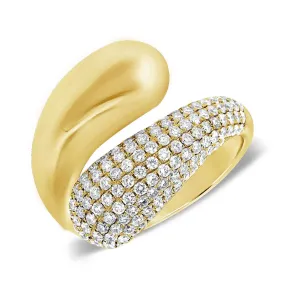 14k gold 1.07 Carats diamond bypass ring, Available in White, Rose and Yellow Gold