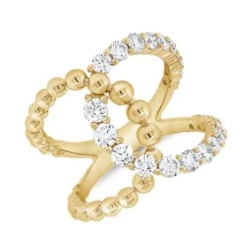 14k Gold 1.28Ct Diamond Fashion Ring with 24 Diamonds, available in White, Rose and Yellow Gold