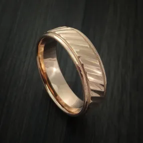 14K Rose Gold Men's Band with Millgrain Edge and Grooved Center Custom Made