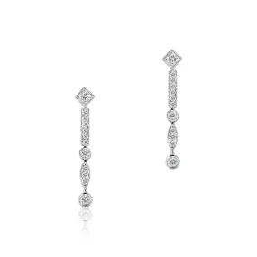 18K white gold drop diamond earrings