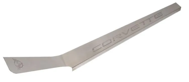 1997-2004 C5/Z06 Corvette - Outer Door Sills Etched C5 Logo & CORVETTE Lettering 2Pc - Brushed Stainless