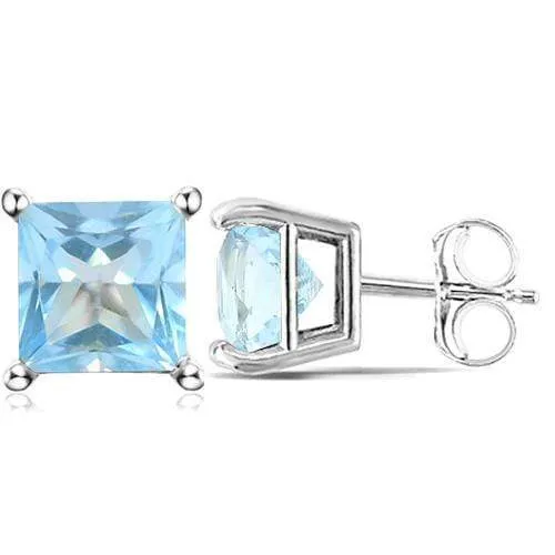 2.67 CT BABY SWISS BLUE TOPAZ 10KT SOLID GOLD EARRINGS STUD