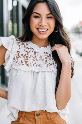 All The Fun Cream White Lace Blouse