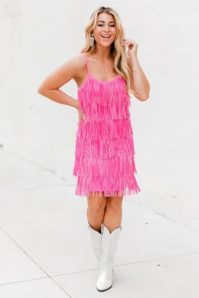 Always Have Fun Fuchsia Studded Fringe Mini Tank Dress