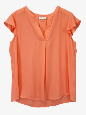 Calvin Klein Coral Feminine Summer Work Blouse Size L