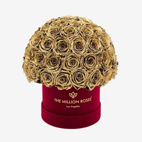 Classic Bordeaux Suede Superdome Box | Gold Roses