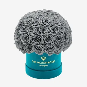 Classic Dark Green Suede Superdome Box | Pastel Grey Roses