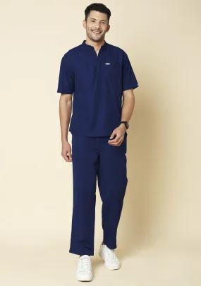 Classic Men's Mandarin Collar (Navy Blue) Scrub