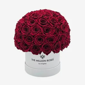 Classic White Superdome Box | Burgundy Roses