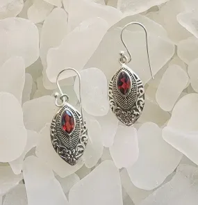 Elegant Drop Garnet Earrings