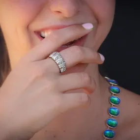 Elegant unique texture silver ring