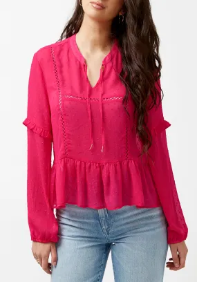 Gail Women's Long Sleeve Blouse in Fuchsia - WT0663P