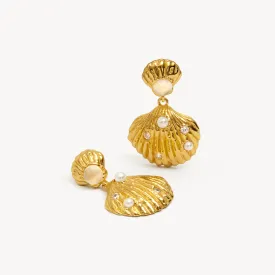 Golden Shell Drop Earrings