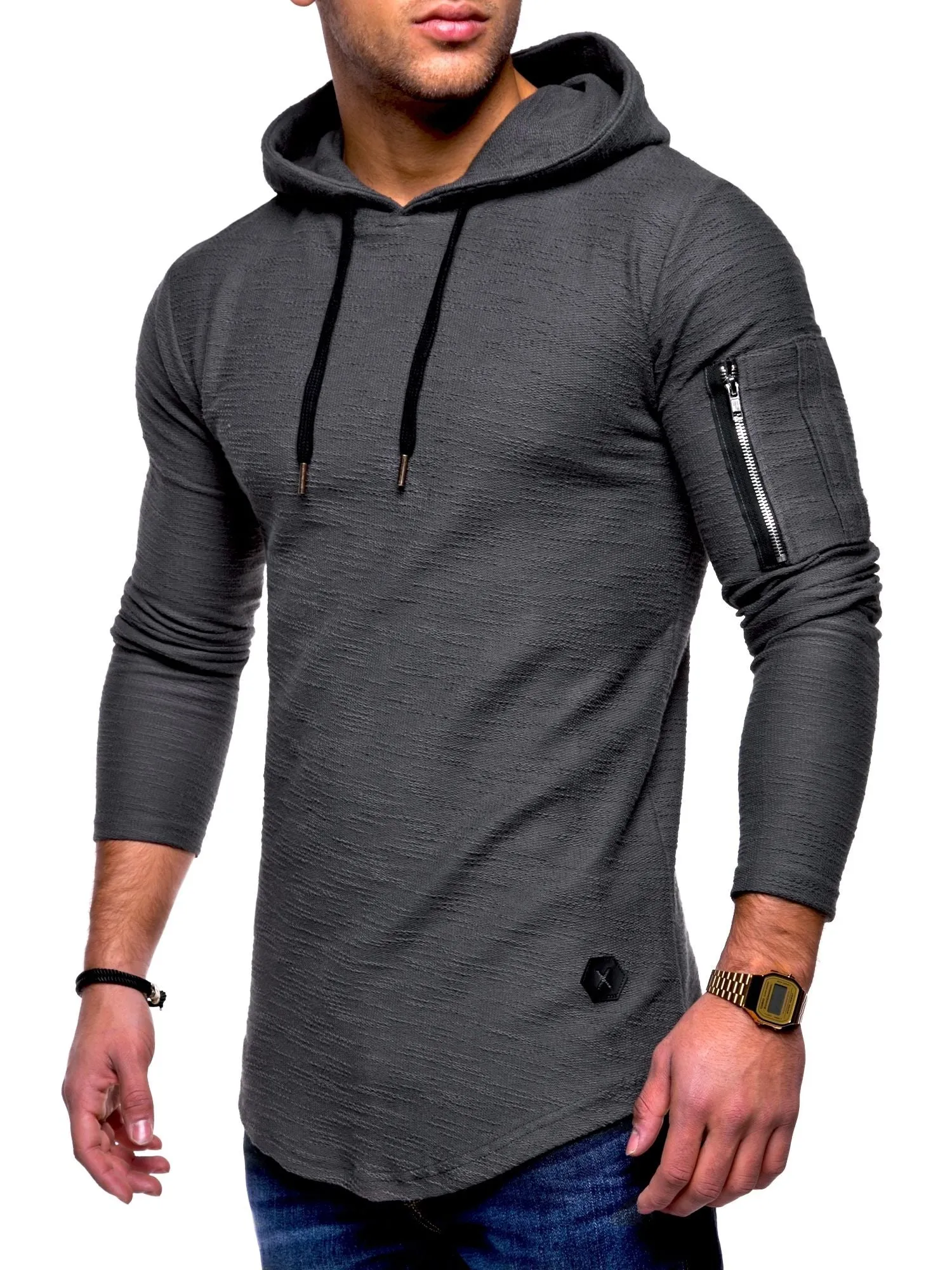 Hoodie Longline Weiß 7422