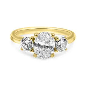 LEILANI | Oval & Round Three Stone Engagement Ring