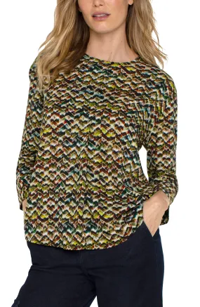 Liverpool 3/4 Sleeve Popover Woven Blouse (Tourmaline Multi)