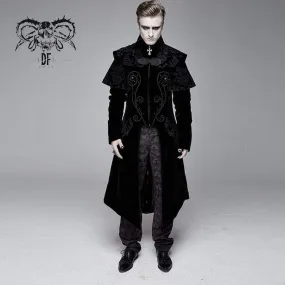 Men's Goth Stand Collar Front Zip Long Jacket