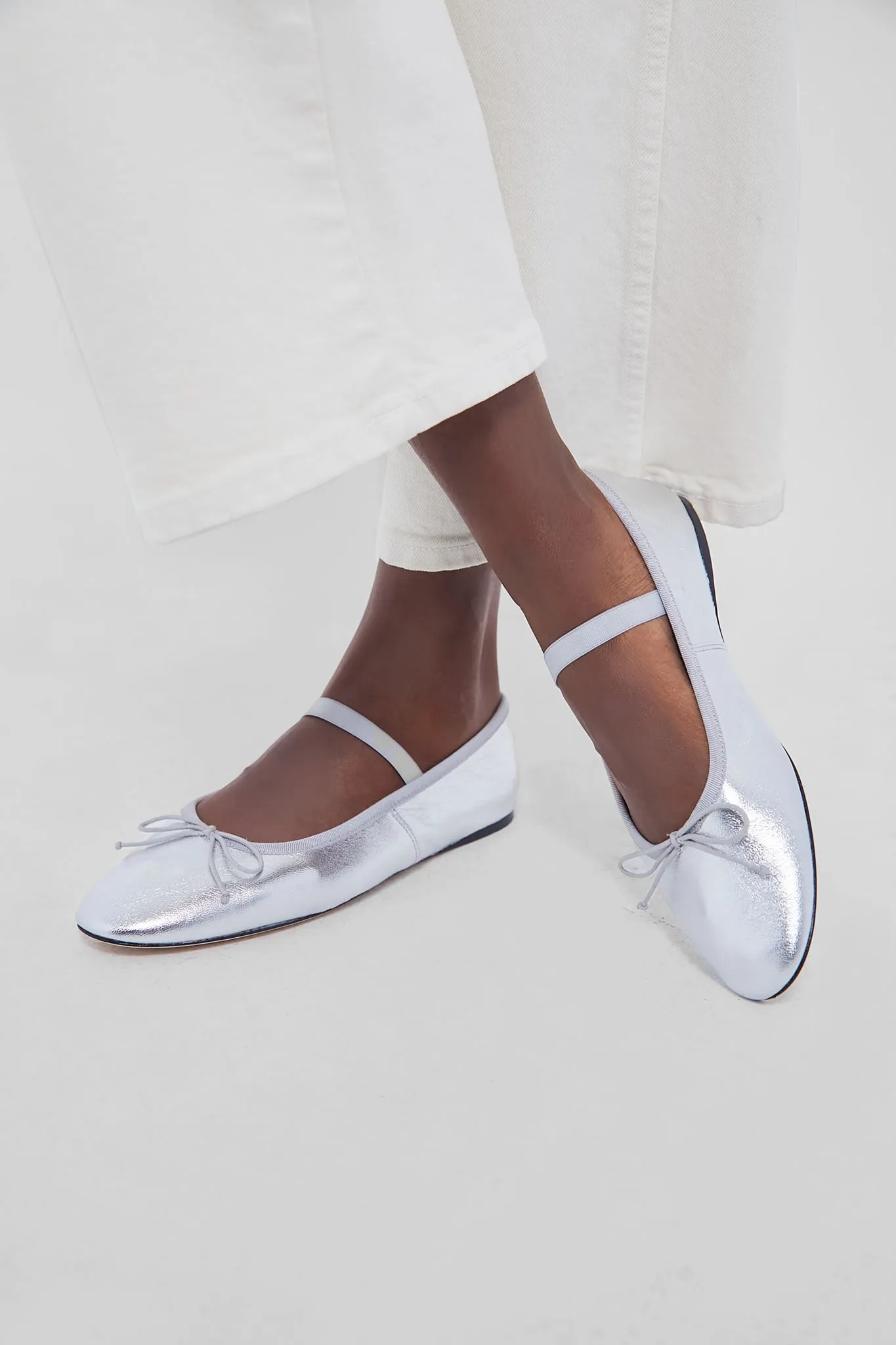 Metallic Silver Leonie Flats