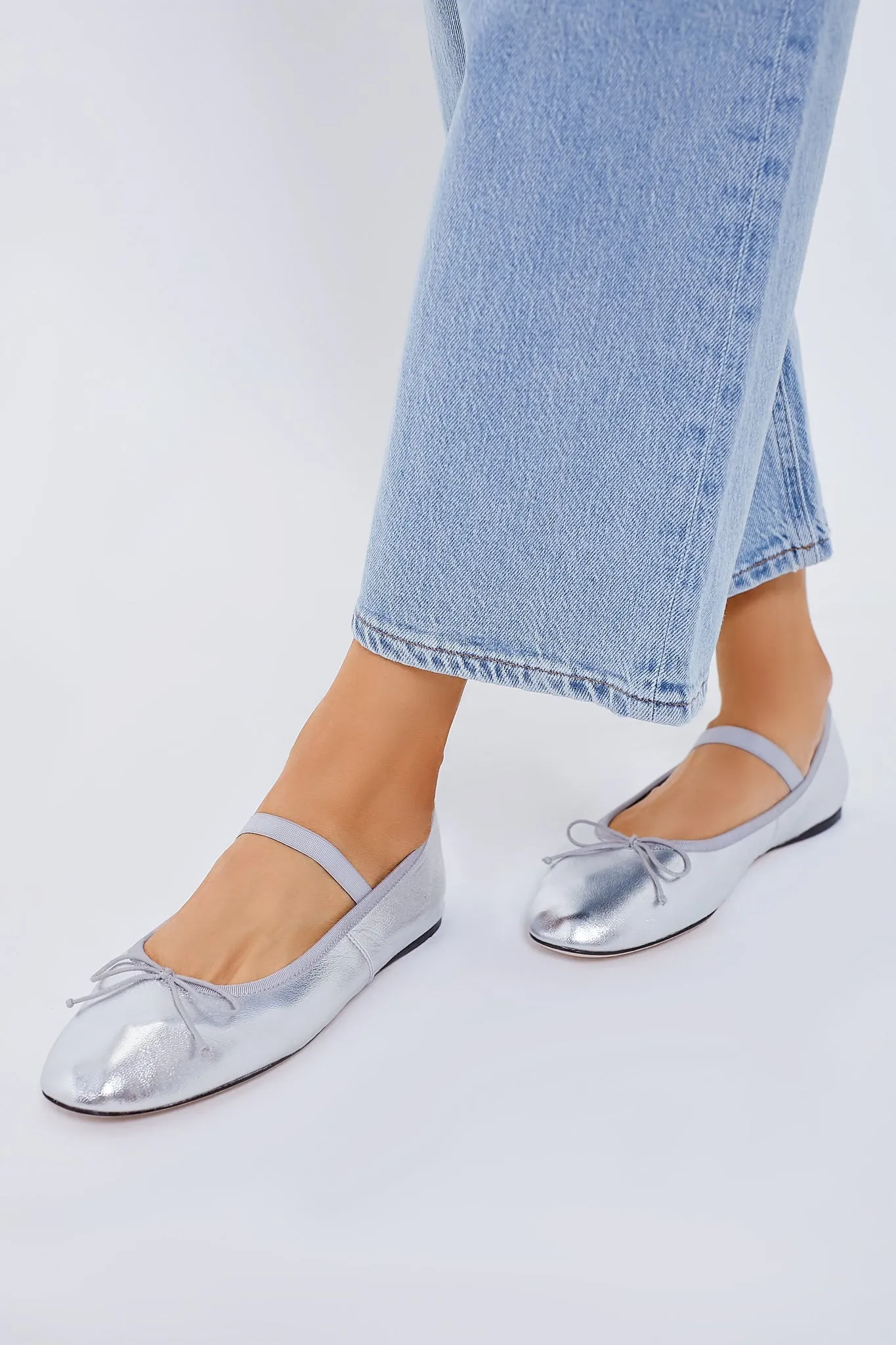 Metallic Silver Leonie Flats