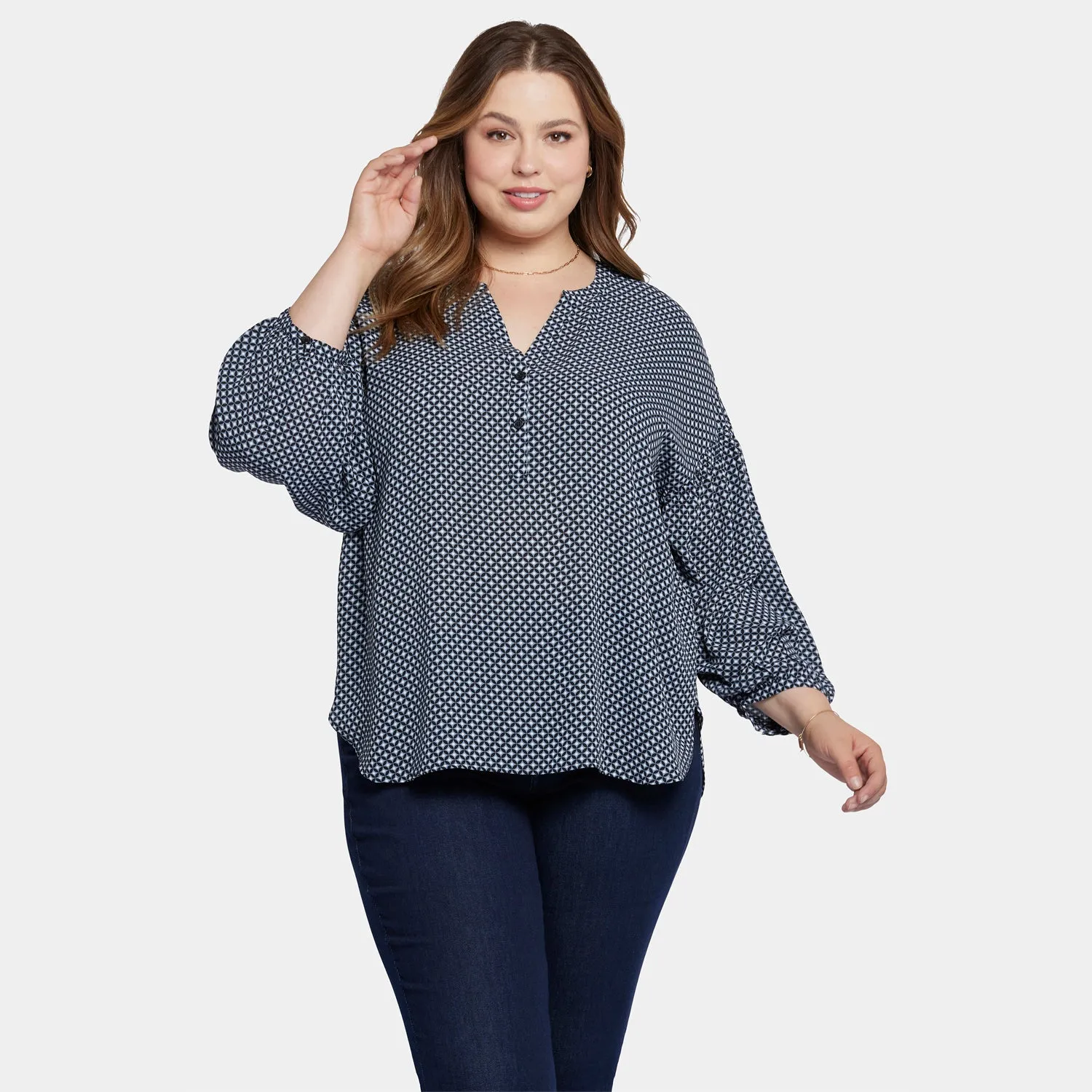 Paulina Peasant Blouse In Plus Size - Diamond Peak