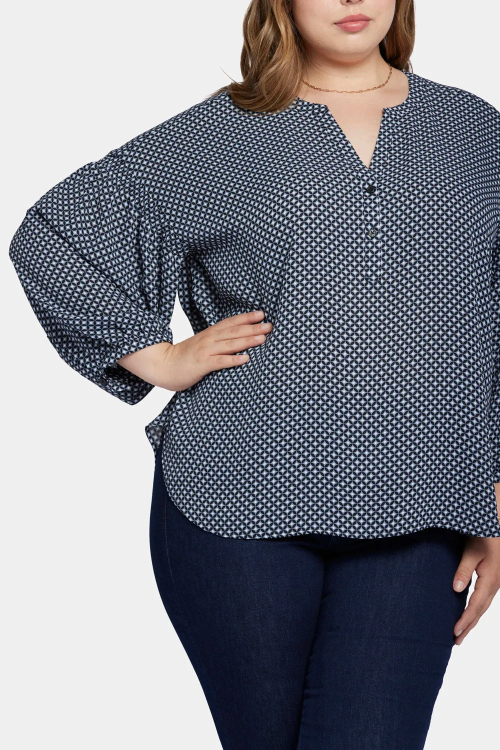 Paulina Peasant Blouse In Plus Size - Diamond Peak