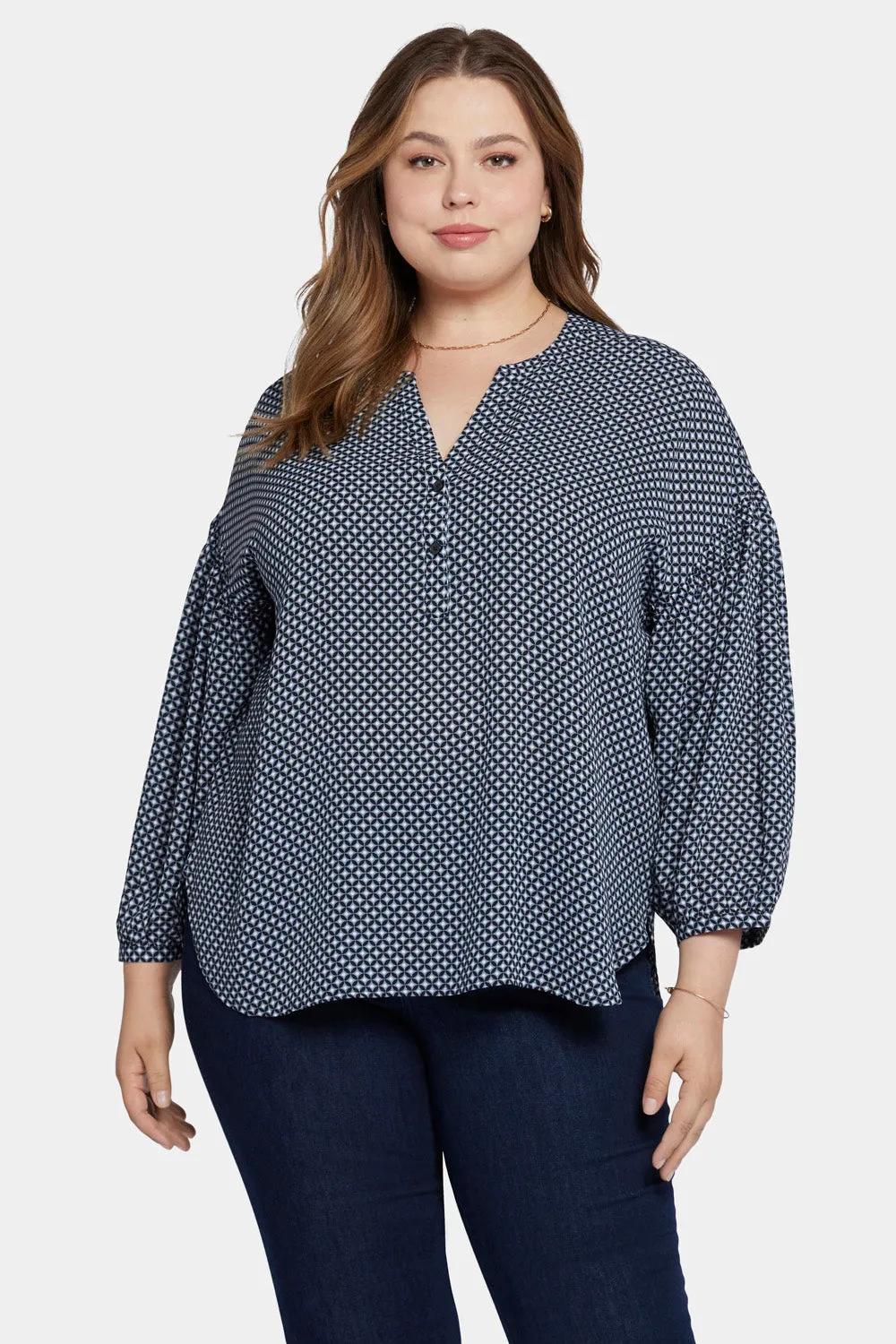 Paulina Peasant Blouse In Plus Size - Diamond Peak