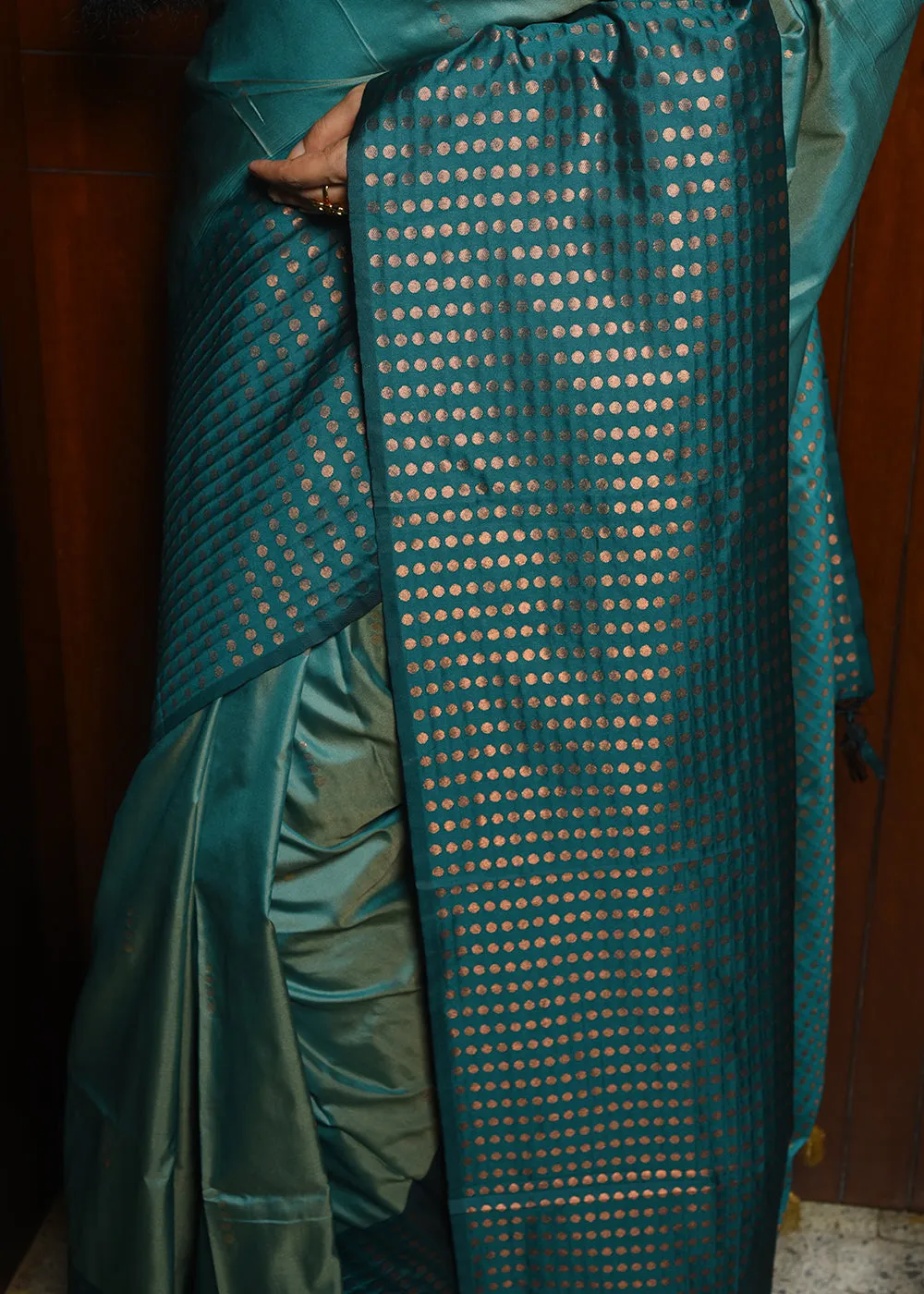 Rama Green Two Tone Zari Woven Banarasi Silk Saree